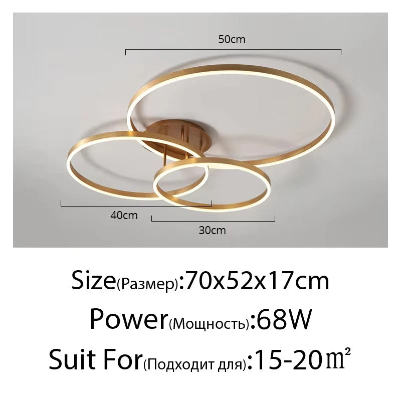 Auréole — Lustre à Anneaux Dorés
