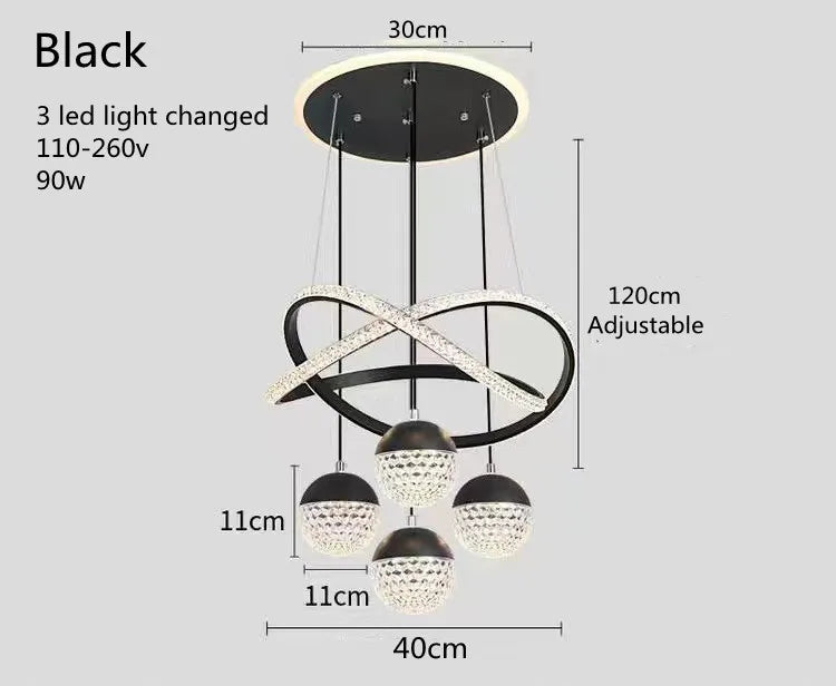 Cercle, lustre circulaire noir, vue d'ensemble