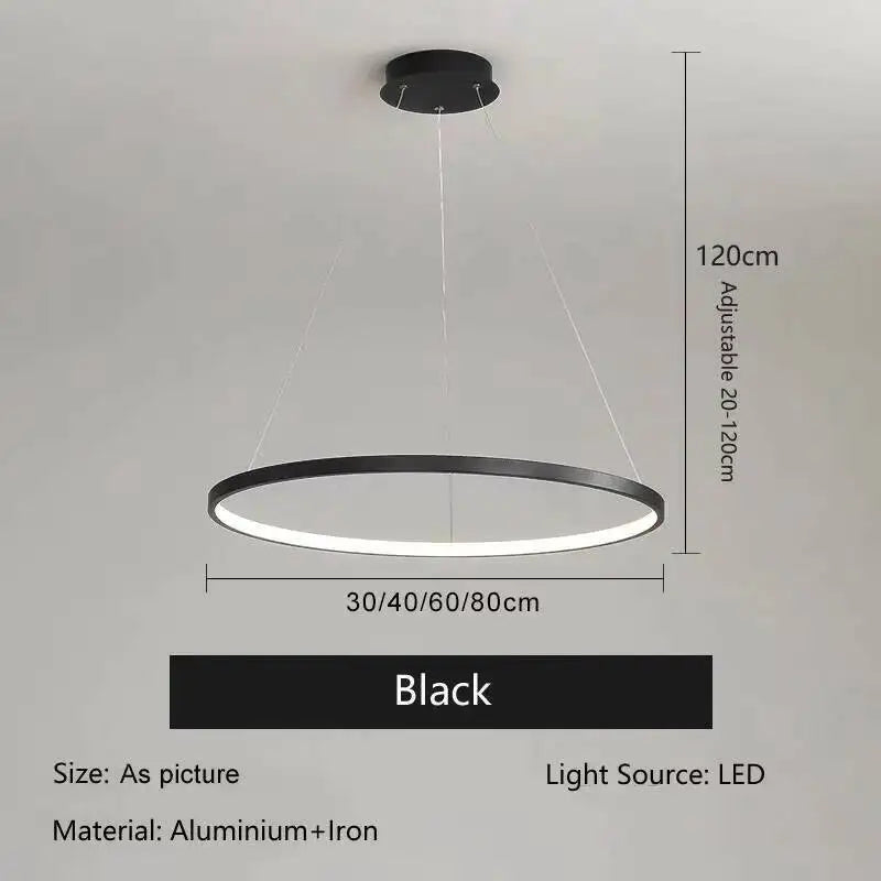 Anneau, lustre circulaire en aluminium doré, vue d'ensemble