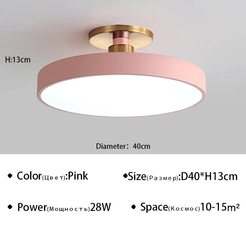 Pastel, plafonnier rond coloré, vue d'ensemble