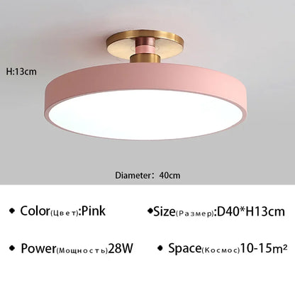 Pastel, plafonnier rond coloré, vue d'ensemble