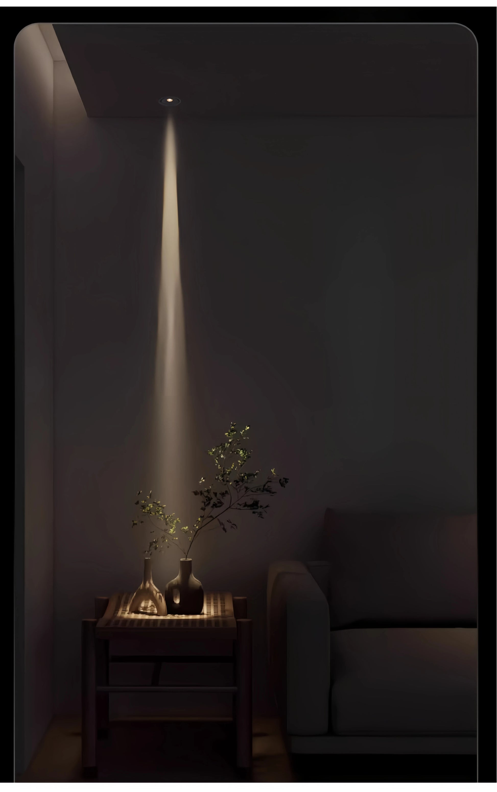 Spot LED en faisceau large sur un mur