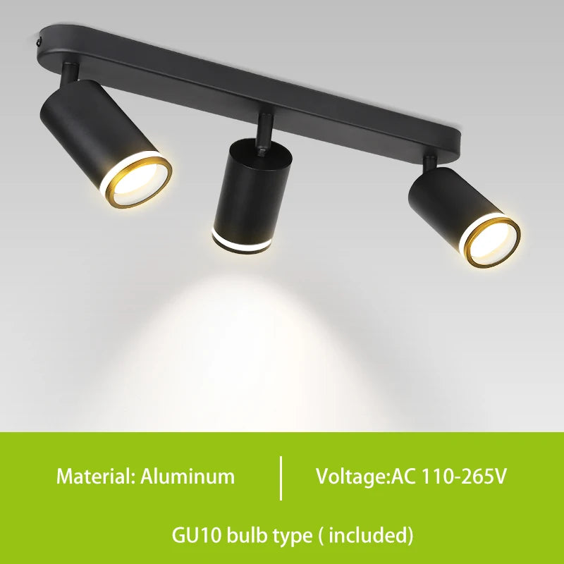 Rampe de spots, détail d'une tête orientable