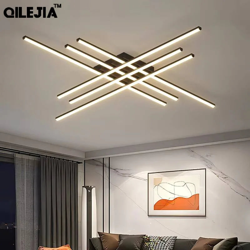 Portée, plafonnier géométrique noir, vue d'ensemble