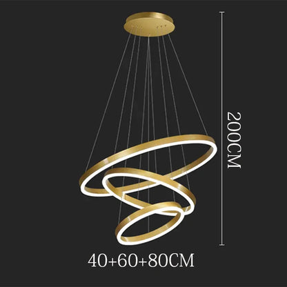 Ascendance, lustre à anneaux superposés, vue d'ensemble
