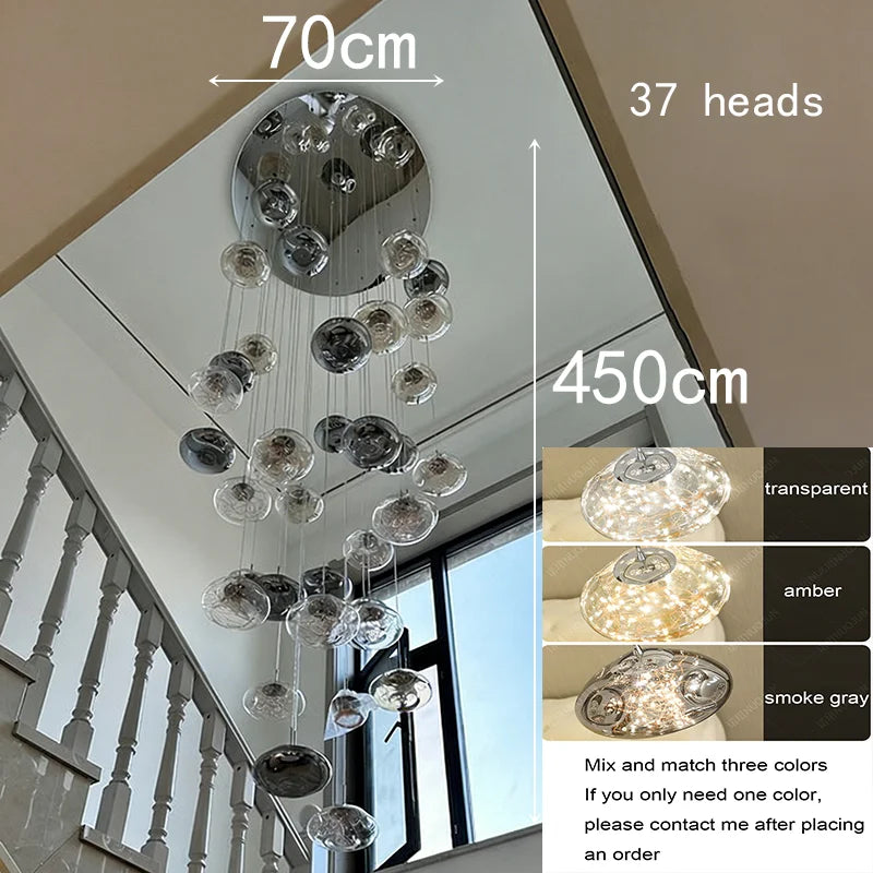 Cascade, lustre en cristal à feux multiples, vue d'ensemble