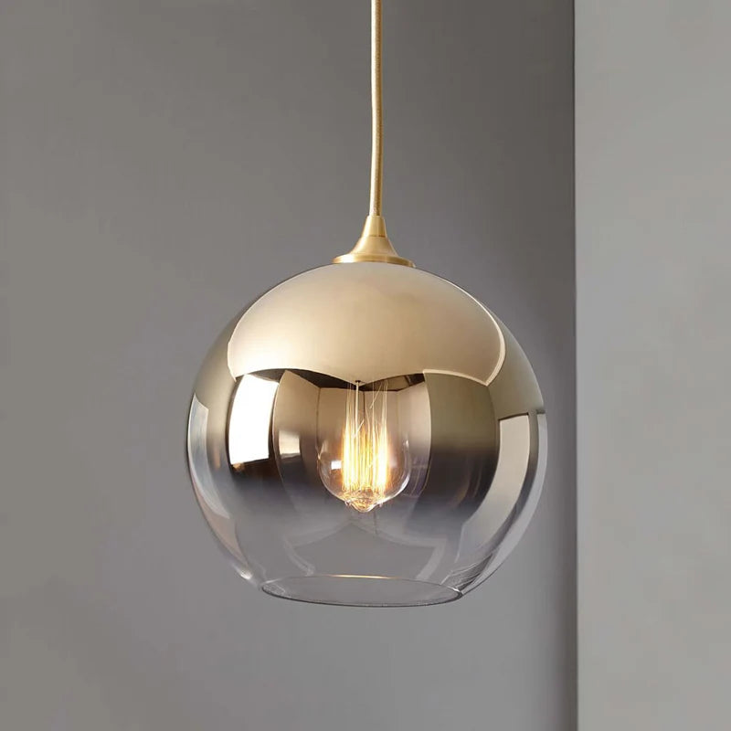 Mercure, suspension boule en verre métallisé, vue d'ensemble