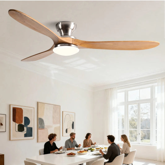 Mistral, ventilateur de plafond en bois massif, vue d'ensemble