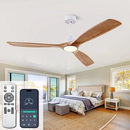 Alizé, ventilateur de plafond en bois naturel, vue d'ensemble