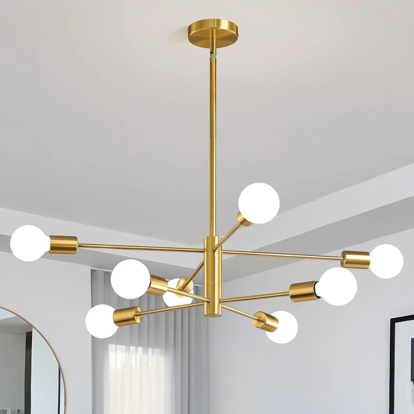 Aster, lustre à bras multiples doré, vue d'ensemble