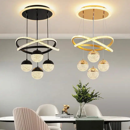 Cercle allumé au-dessus d'une table à manger