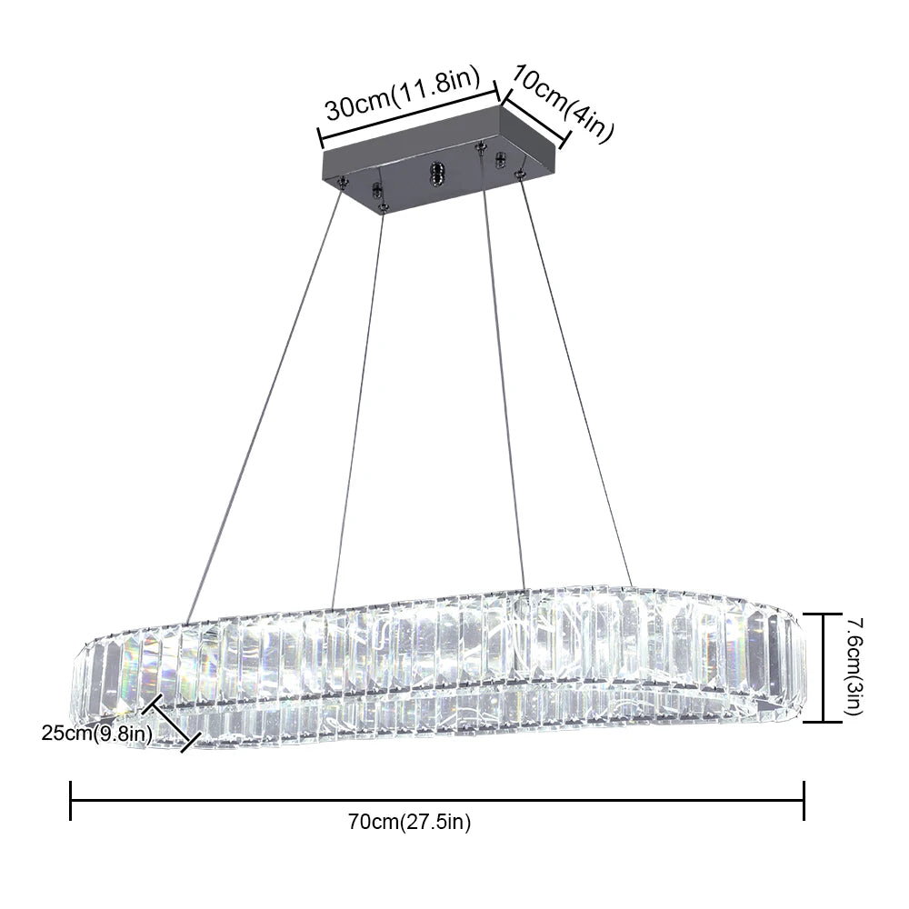Écume, lustre ovale en cristal, vue d'ensemble