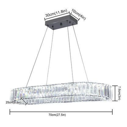 Écume, lustre ovale en cristal, vue d'ensemble