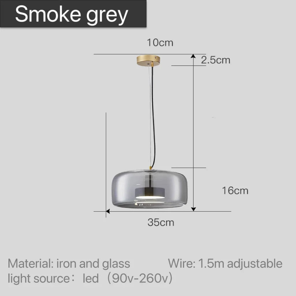 Ambre, suspension en verre teinté ambre, vue d'ensemble