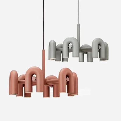 Volute, lustre à tubes en U, vue d'ensemble