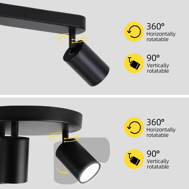 Rampe de spots, détail d'une tête orientable