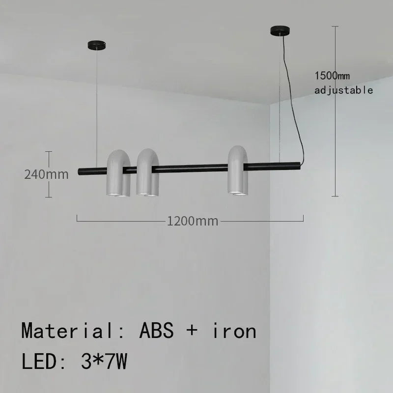 Volute, lustre à tubes en U, vue d'ensemble