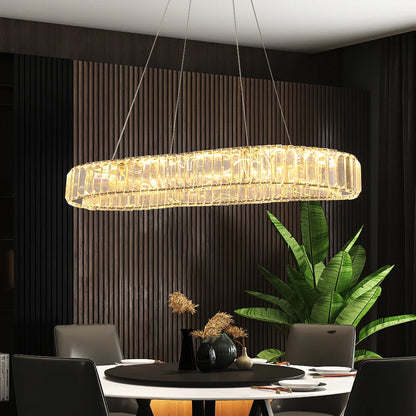 Écume, lustre ovale en cristal, vue d'ensemble