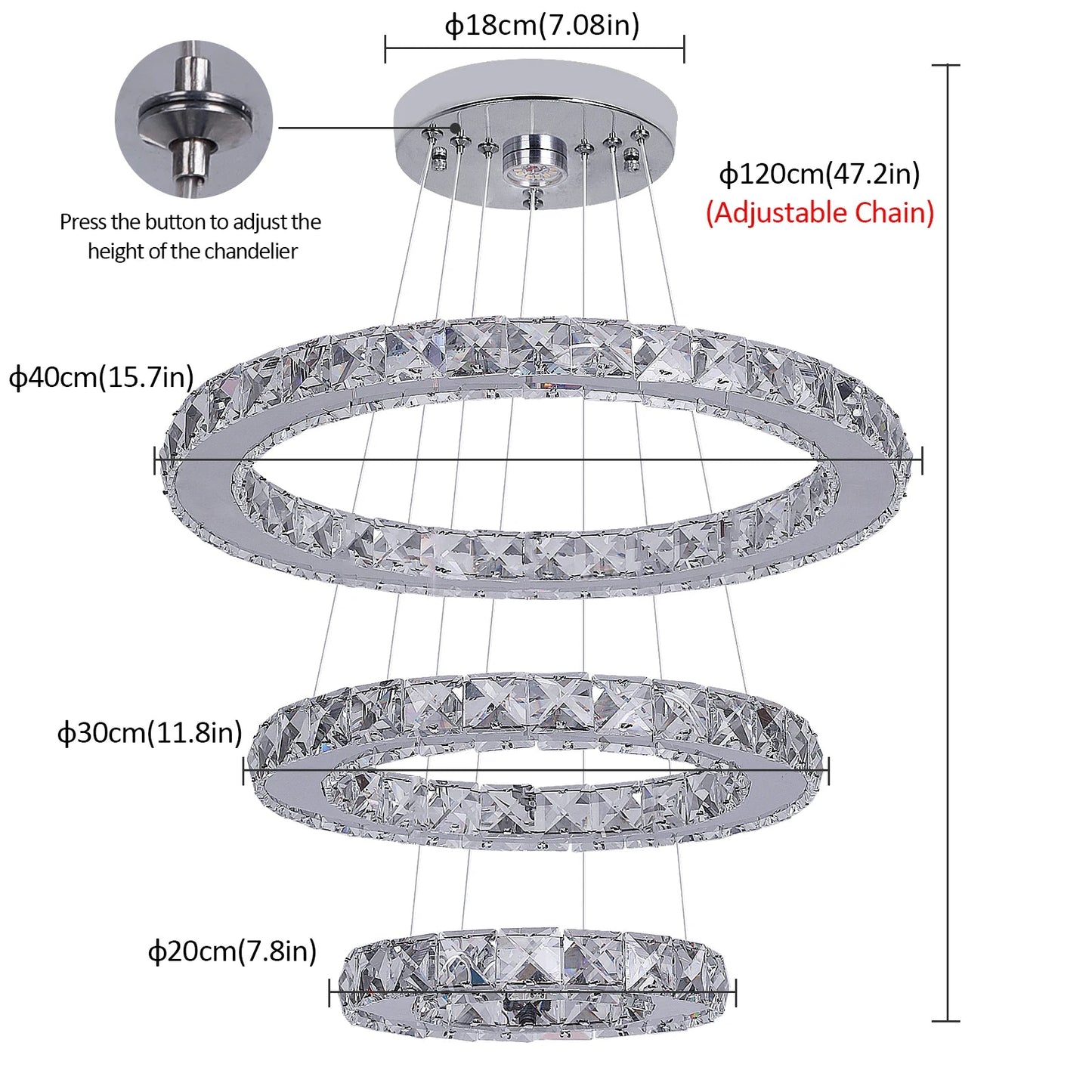 Versailles — Lustre en Cristal à Trois Étages