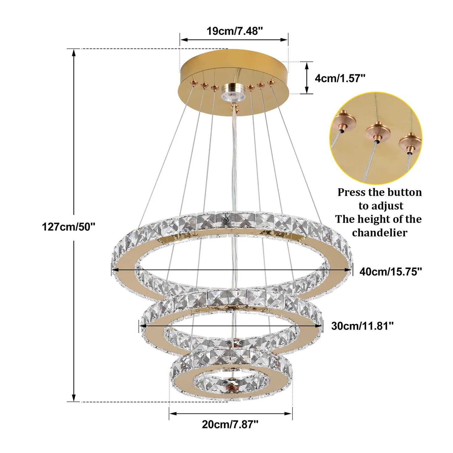 Versailles — Lustre en Cristal à Trois Étages